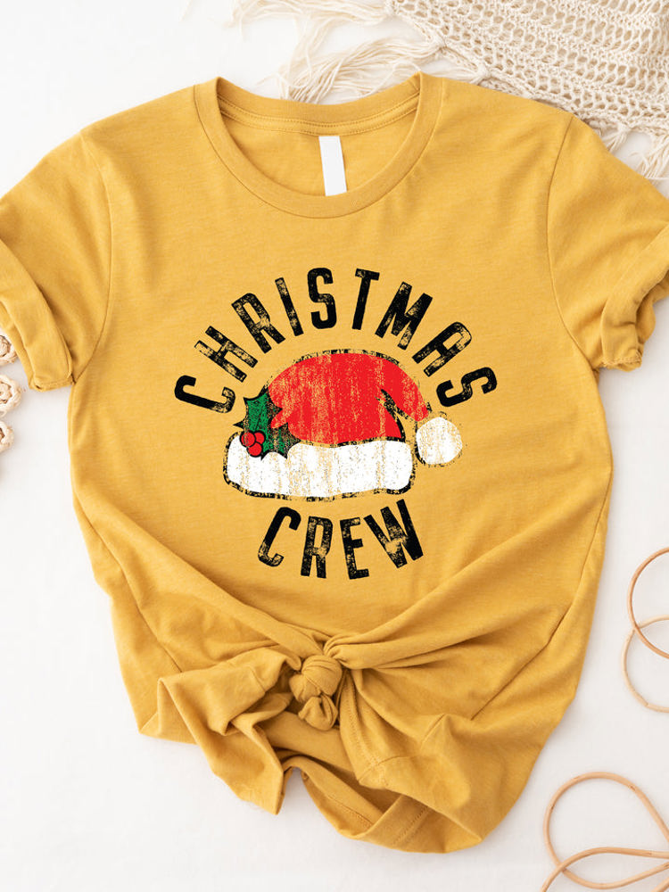 Christmas Crew Santa Hat Graphic Tee