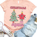 Small Peach Christmas Junkie Graphic Tee