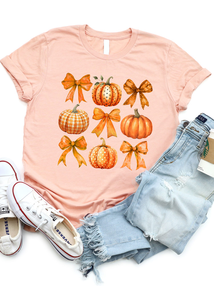 Pattern Bows & Pumpkins Graphic Tee