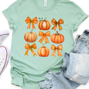 Small Slate Pattern Bows & Pumpkins Graphic Tee