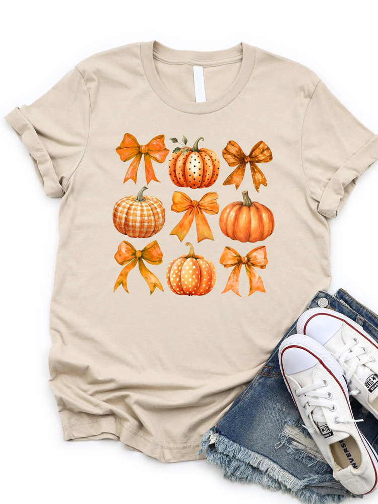 Pattern Bows & Pumpkins Graphic Tee