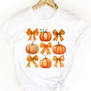 Small White Pattern Bows & Pumpkins Graphic Tee