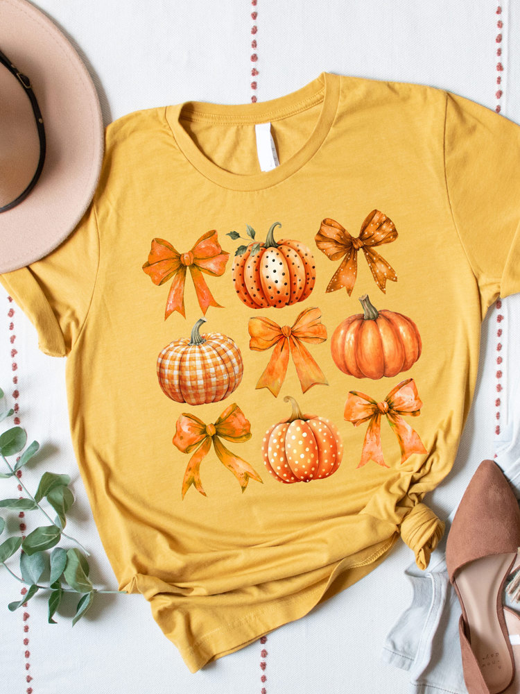 Pattern Bows & Pumpkins Graphic Tee