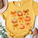 Small Yellow Pattern Bows & Pumpkins Graphic Tee