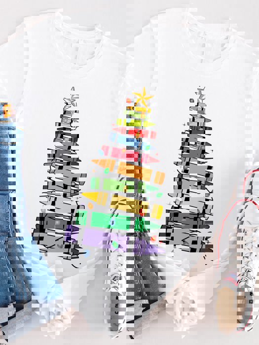 Crayon Christmas Tree Graphic Tee