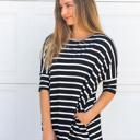 Small Black Stripe Side Pocket Tunic