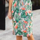 XL Cream Coral Green Tropical Pattern Weekend Skirt