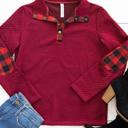 Small Red Sammy Plaid Accent Quilted Pullover