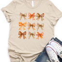 Small Tan Fall Pattern Bow Graphic Tee