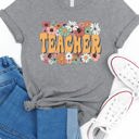 Small Gray Bold Floral Teacher Graphic Tee