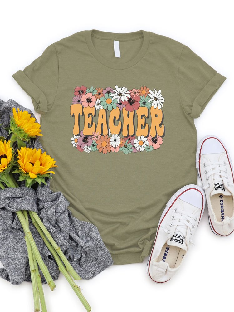 Bold Floral Teacher Graphic Tee