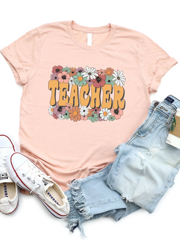 Bold Floral Teacher Graphic Tee