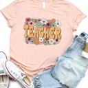 Small Peach Bold Floral Teacher Graphic Tee