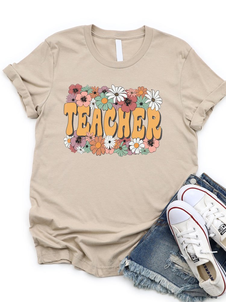 Bold Floral Teacher Graphic Tee