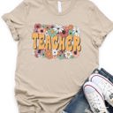 Small Tan Bold Floral Teacher Graphic Tee