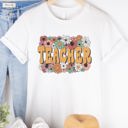 Small White Bold Floral Teacher Graphic Tee