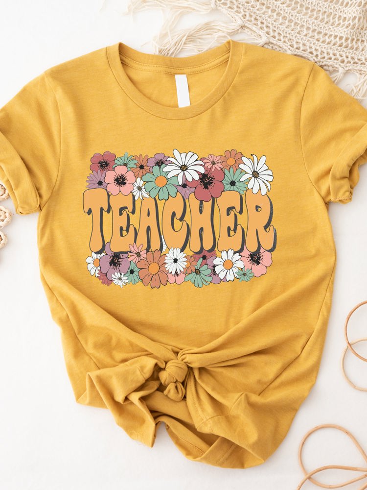 Bold Floral Teacher Graphic Tee