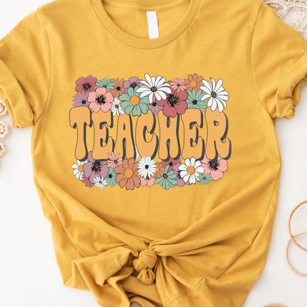 Bold Floral Teacher Graphic Tee