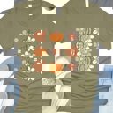 Small Olive Flowers and Pumpkin Graphic Tee