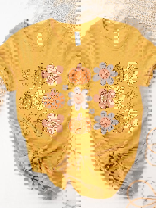 Flowers and Pumpkin Graphic Tee