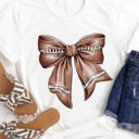 Small White Football Coquette Bow Graphic Tee