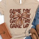 Small Tan Game Day Coquette Bow Graphic Tee