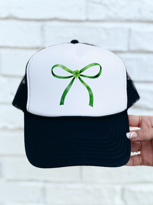 Green Bow Clover Trucker Hat 