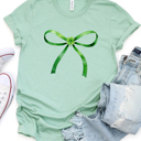  Green Bow And Clover Graphic Tee 