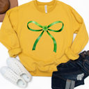 Small Yellow Green Bow and Clover Graphic Sweatshirt 