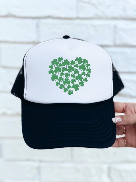 Heart Clover Trucker Hat - St. Patricks Day