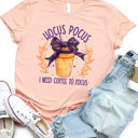 Small Peach Hocus Pocus I Need Coffee To Focus Graphic Tee