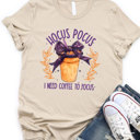 Small Tan Hocus Pocus I Need Coffee To Focus Graphic Tee