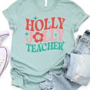 Small Slate Blue Holly Jolly Teacher Graphic Tee