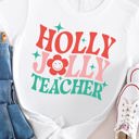 Small White Holly Jolly Teacher Graphic Tee