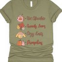 Small Olive Fall Things Icons Graphic Tee