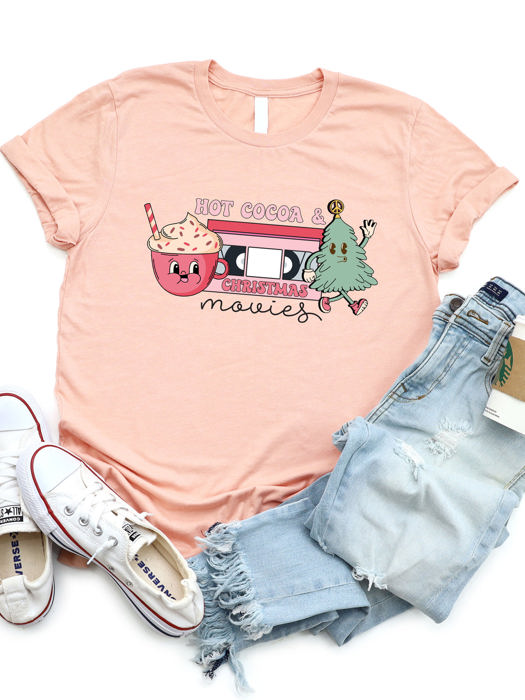 Cute Hot Cocoa & Xmas Movies Graphic Tee