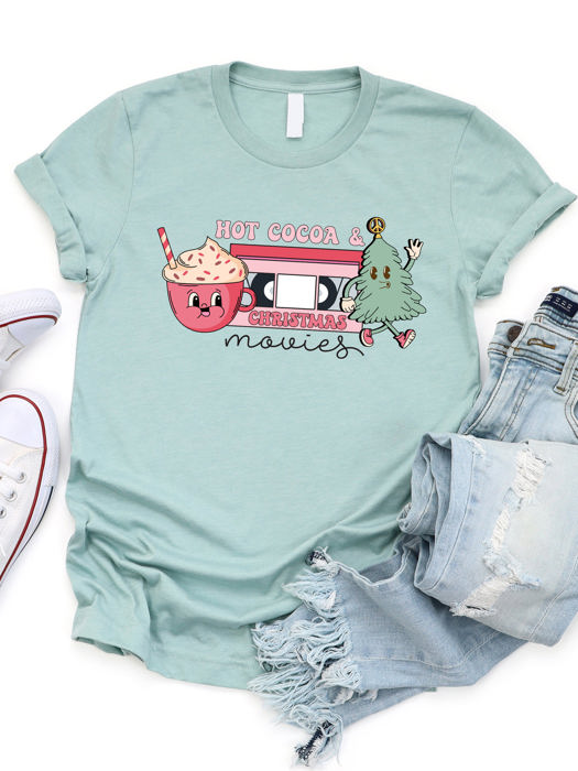 Cute Hot Cocoa & Xmas Movies Graphic Tee