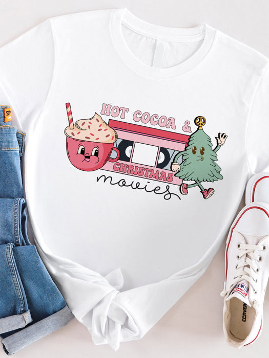 Cute Hot Cocoa & Xmas Movies Graphic Tee