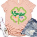 Small Peach Lucky Teacher Graphic Tee