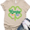 Small Tan Lucky Teacher Graphic Tee