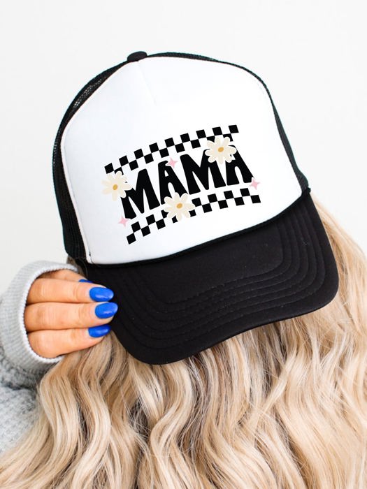 Checkered Mama Trucker Hat