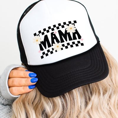 Checkered Mama Trucker Hat