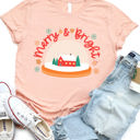 Small Peach Merry & Bright Snow Globe Graphic Tee