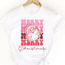 Small White Merry Merry Christmas Santa Graphic Tee