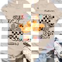 Small Tan Spooky Season Pumpkin Mouse Ears Graphic Tee