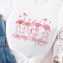  Merry Christmas Festive Flamingo Graphic Tee