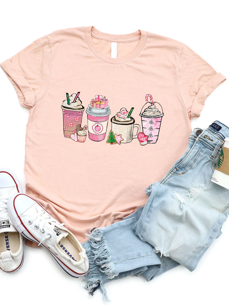 Pink Peppermint Christmas Coffee Graphic Tee