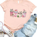  Pink Peppermint Christmas Coffee Graphic Tee