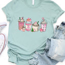  Pink Peppermint Christmas Coffee Graphic Tee