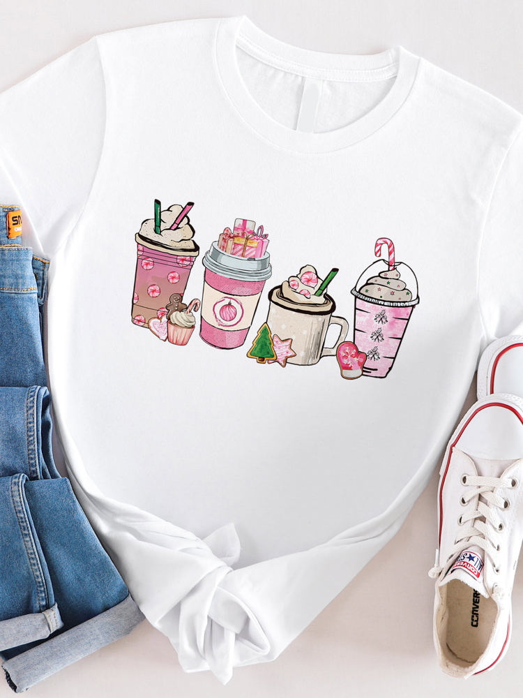 Pink Peppermint Christmas Coffee Graphic Tee